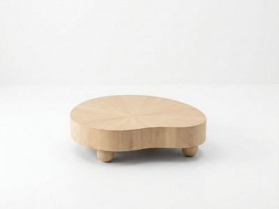 Table basse organique 99 cm COURCELLES placage chêne massif