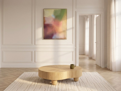 Table basse organique 99 cm COURCELLES placage chêne massif