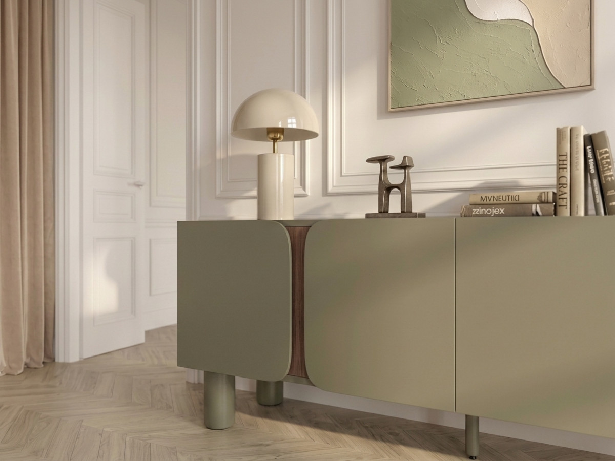 Meuble TV 4 portes 180 cm BRUNO effet bois
