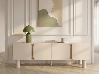 Meuble TV 4 portes 180 cm BRUNO effet bois