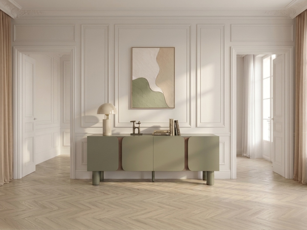 Meuble TV 4 portes 180 cm BRUNO effet bois