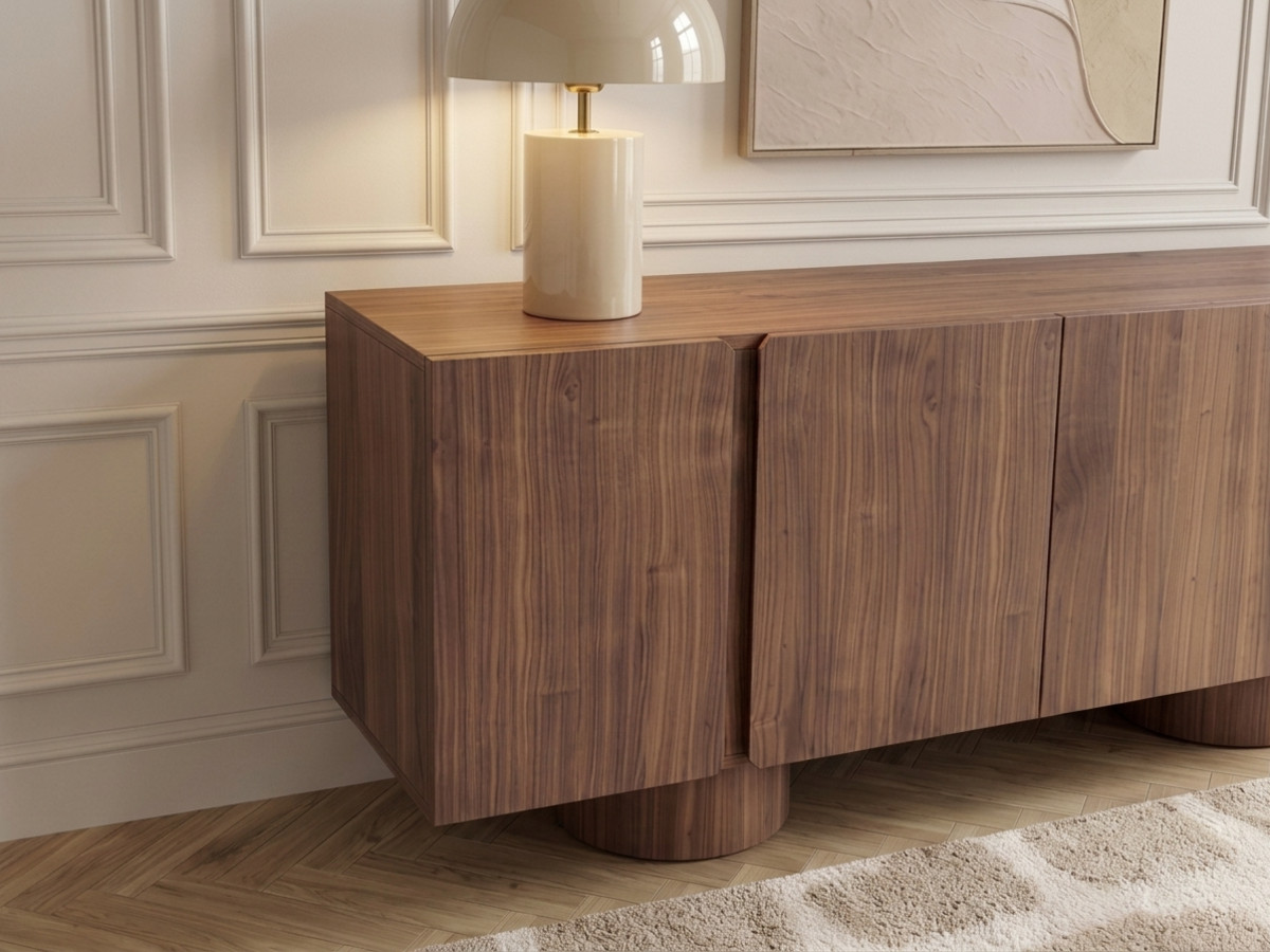 Buffet 4 portes 180 cm BOURBON placage noyer massif