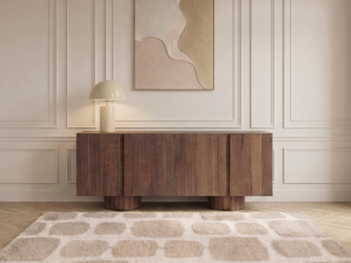Buffet 4 portes 180 cm BOURBON placage noyer massif