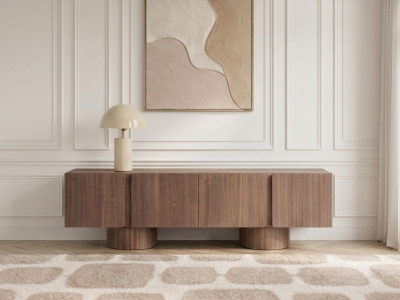 Meuble TV 4 portes 174 cm BOURBON placage noyer massif