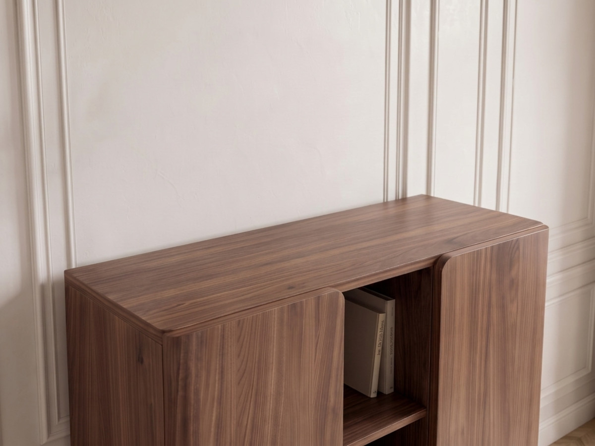 Buffet haut 2 portes 140 cm BOURBON placage noyer massif