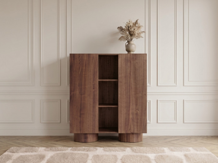 Buffet haut 2 portes 140 cm BOURBON placage noyer massif