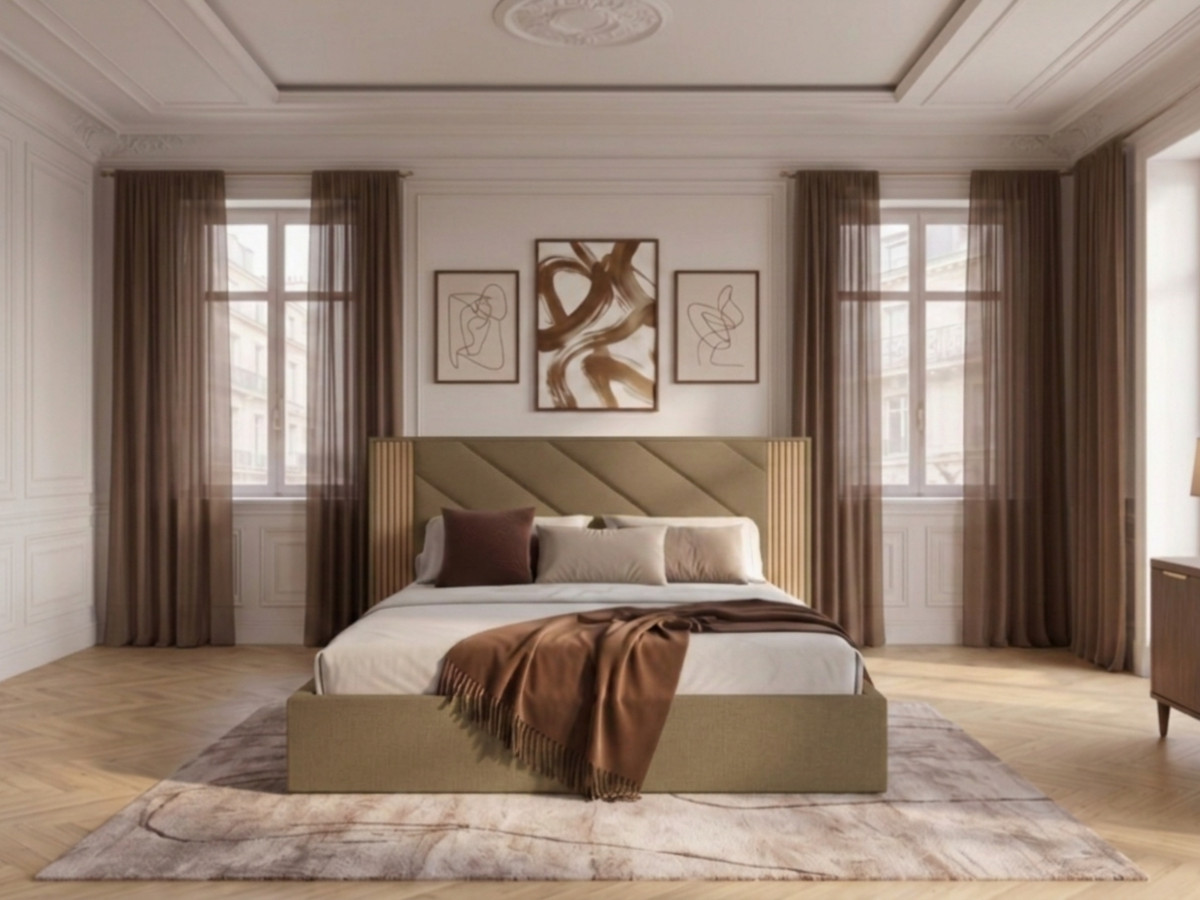 Lit coffre DIANA tissu velours lisse