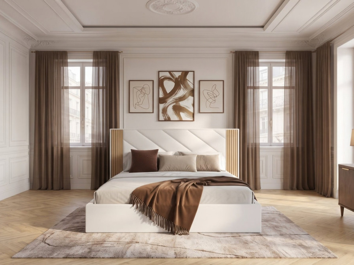 Lit coffre DIANA tissu velours lisse