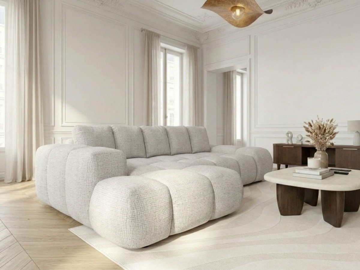 Canapé d'angle convertible SAMBA tissu texturé