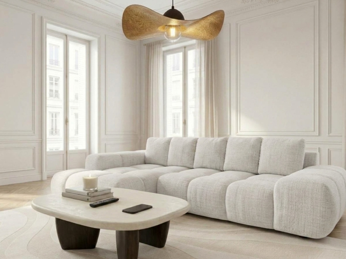 Canapé d'angle convertible SAMBA tissu texturé