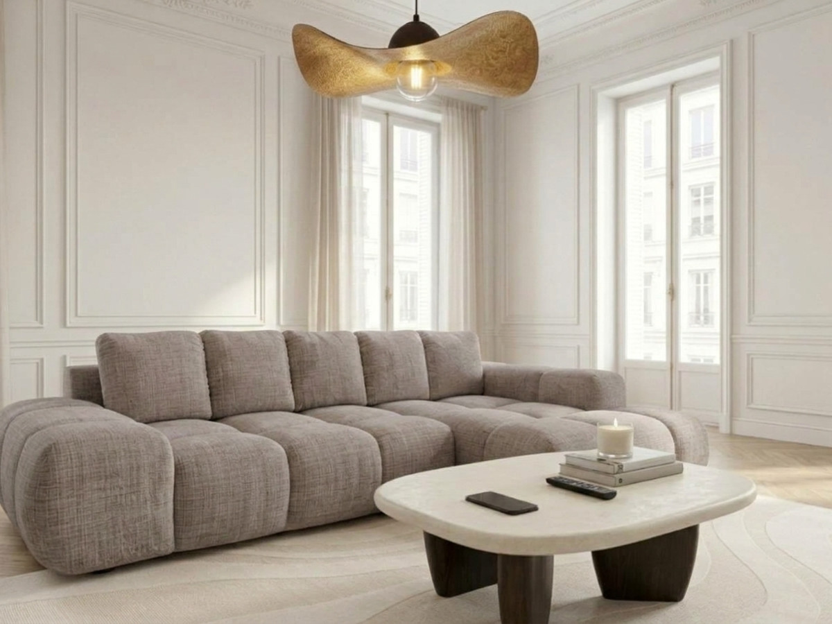 Canapé d'angle convertible SAMBA tissu texturé