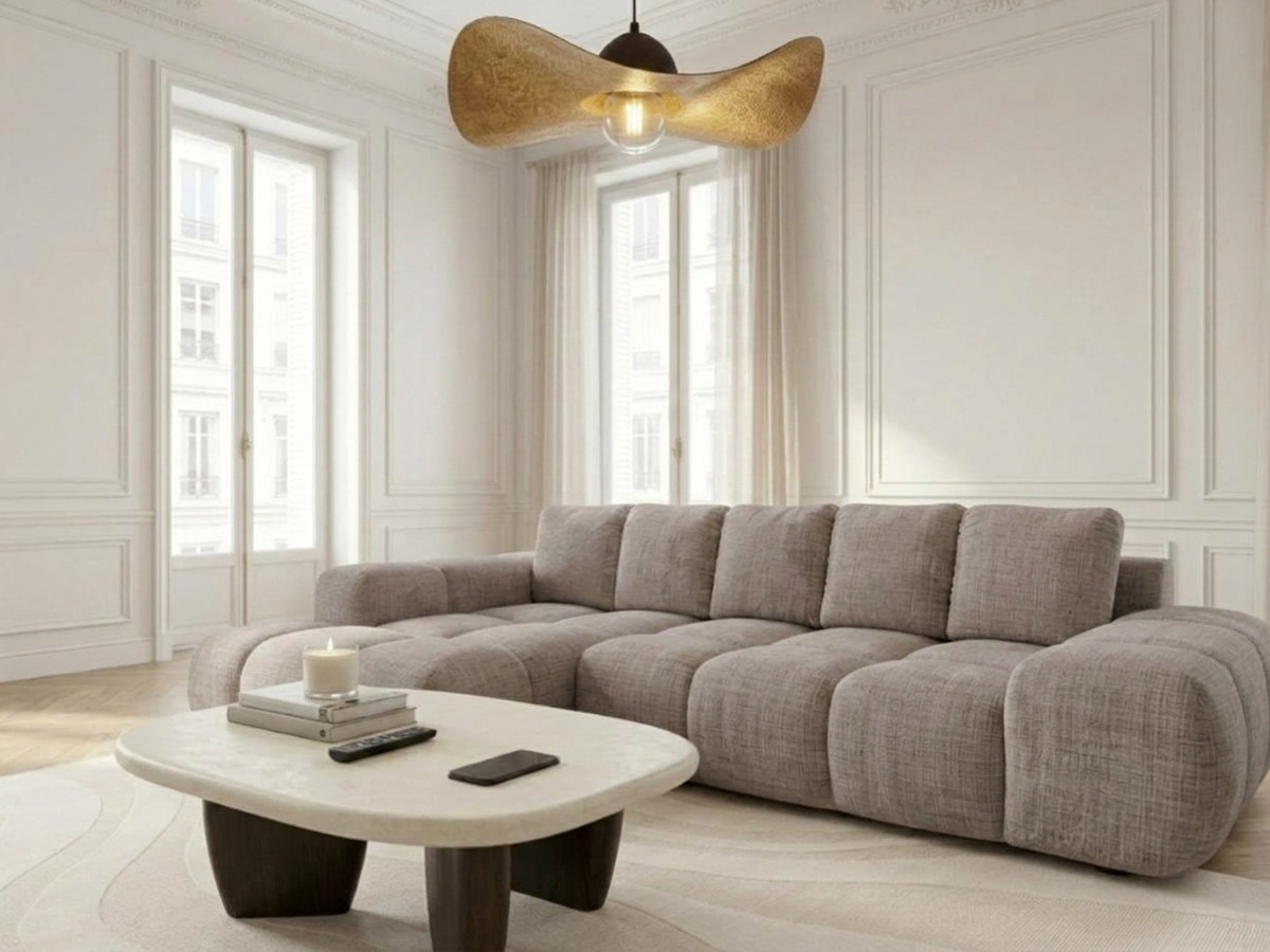 Canapé d'angle convertible SAMBA tissu texturé