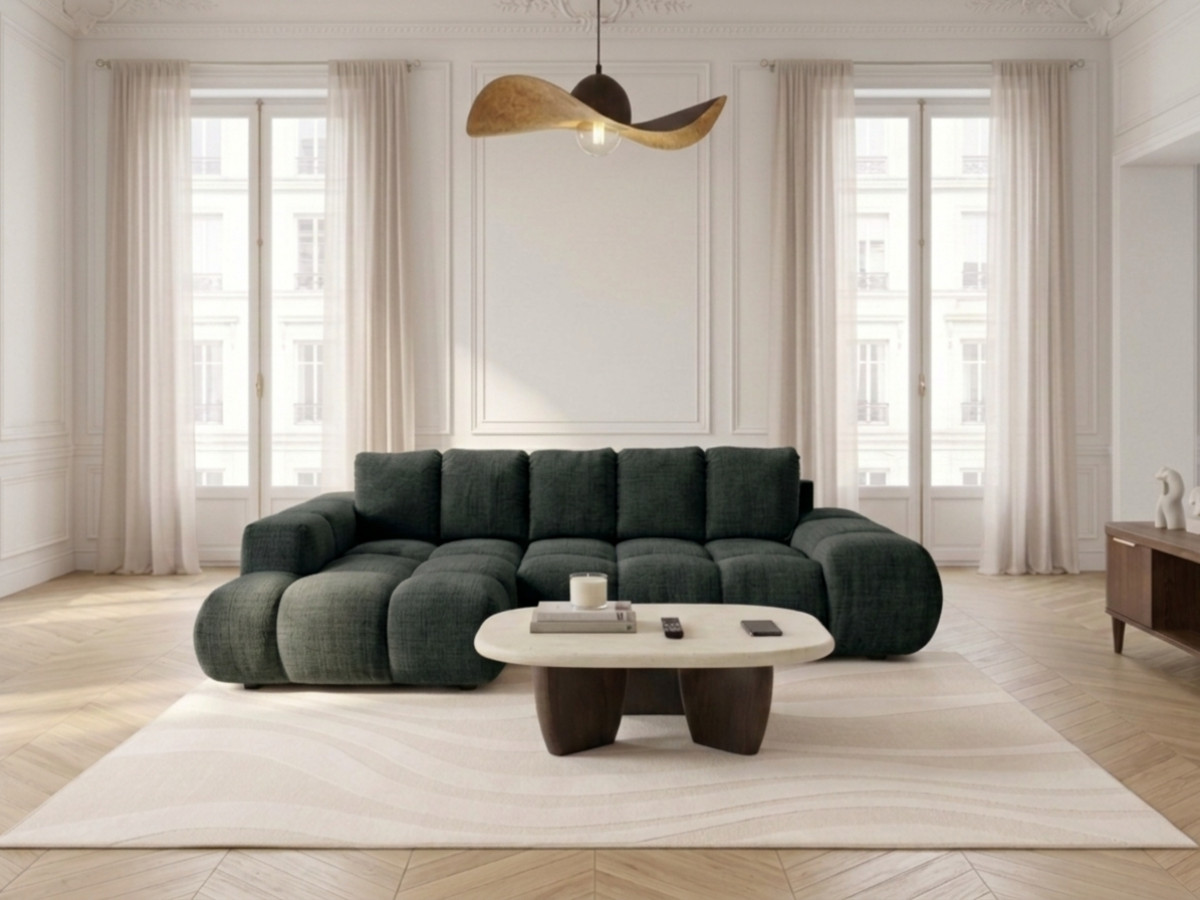 Canapé d'angle convertible SAMBA tissu texturé