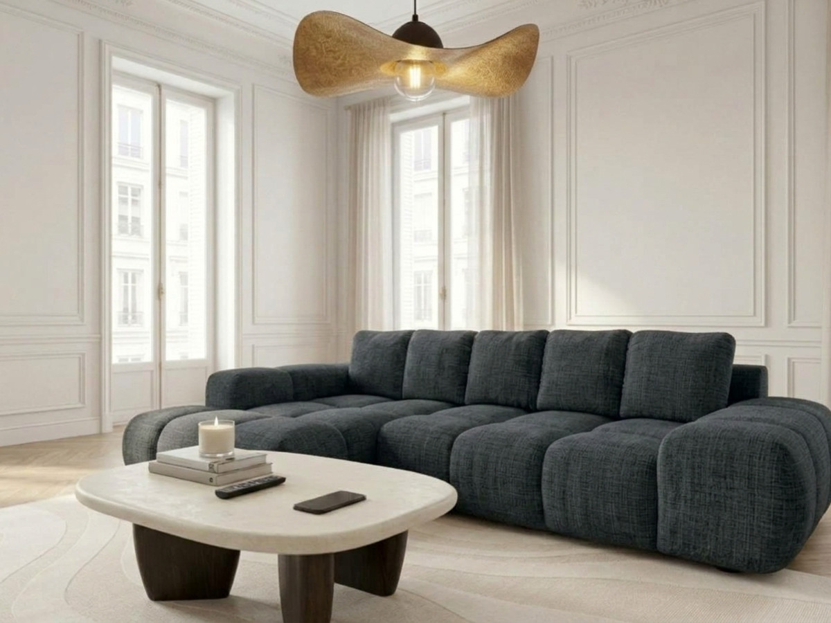 Canapé d'angle convertible SAMBA tissu texturé