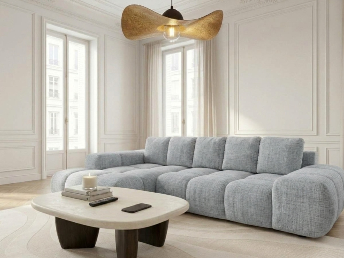 Canapé d'angle convertible SAMBA tissu texturé