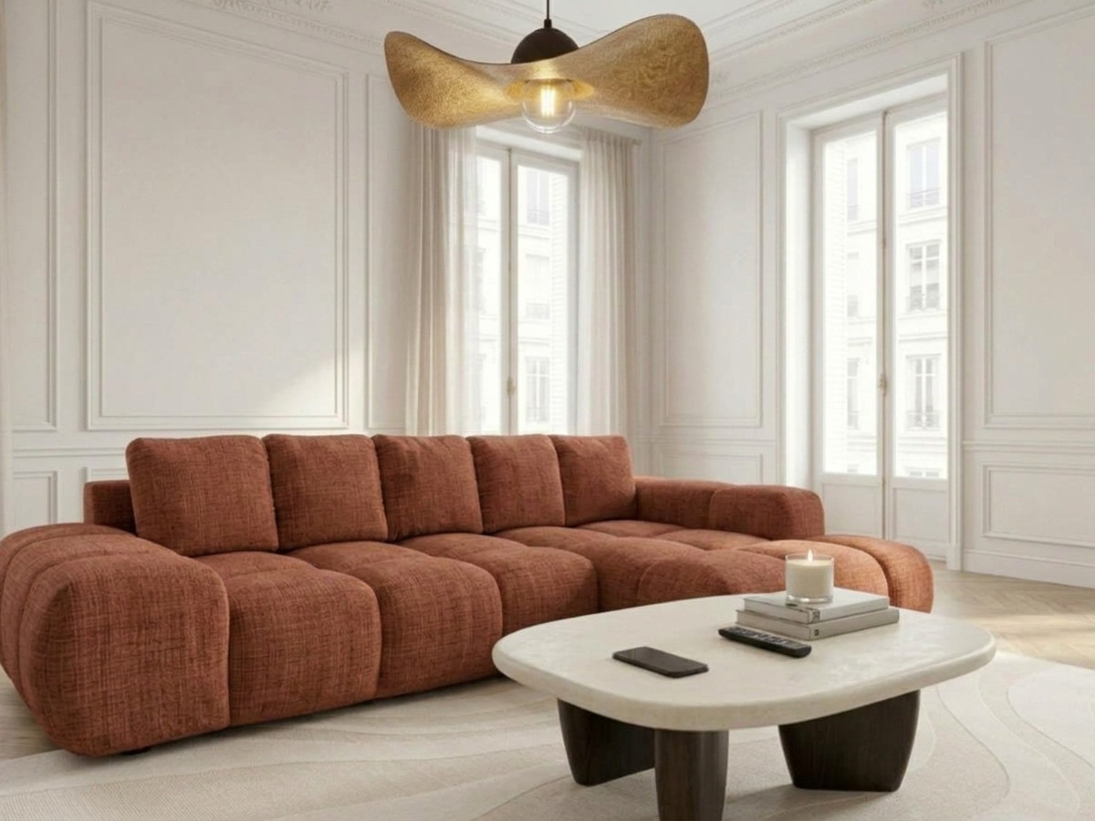 Canapé d'angle convertible SAMBA tissu texturé