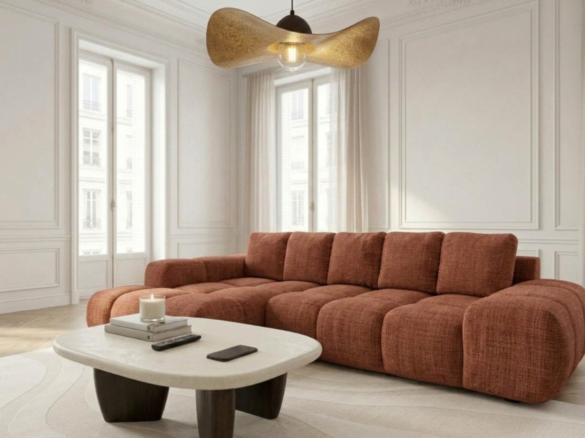 Canapé d'angle convertible SAMBA tissu texturé