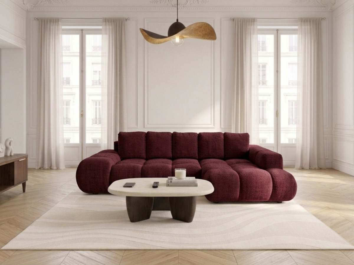 Canapé d'angle convertible SAMBA tissu texturé