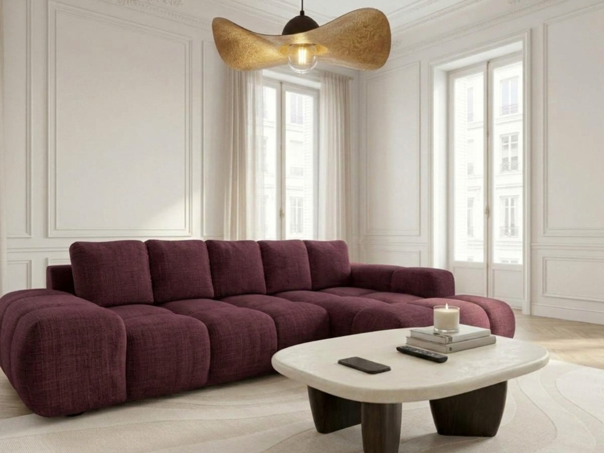 Canapé d'angle convertible SAMBA tissu texturé