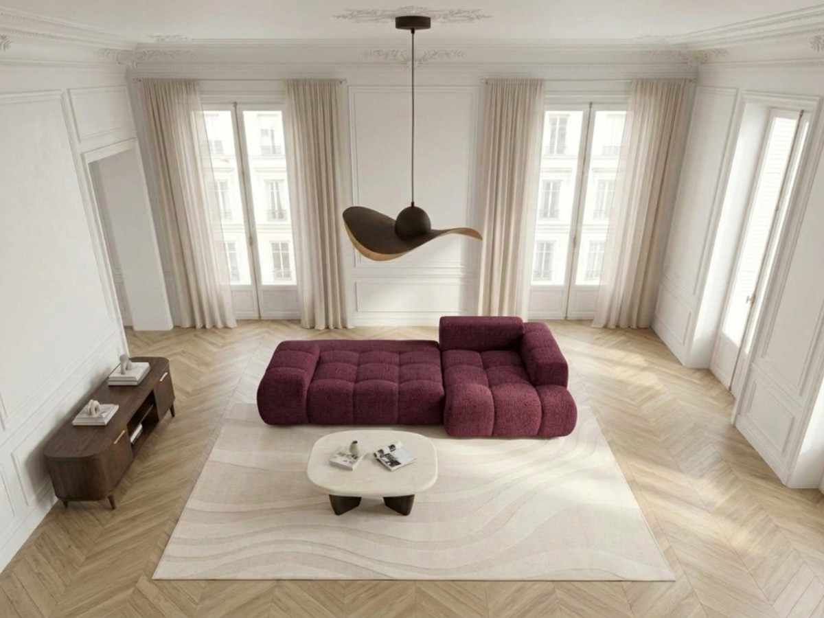 Canapé d'angle convertible SAMBA tissu texturé
