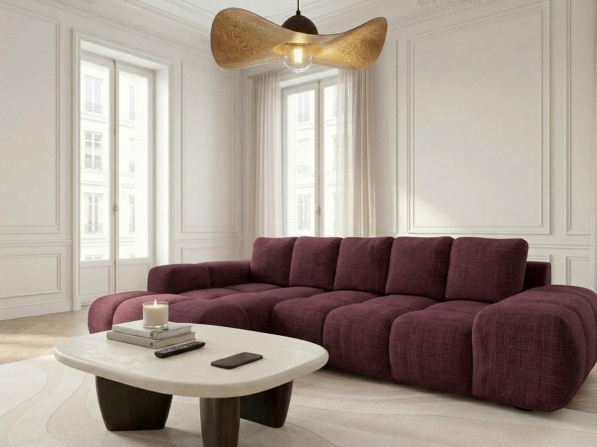 Canapé d'angle convertible SAMBA tissu texturé