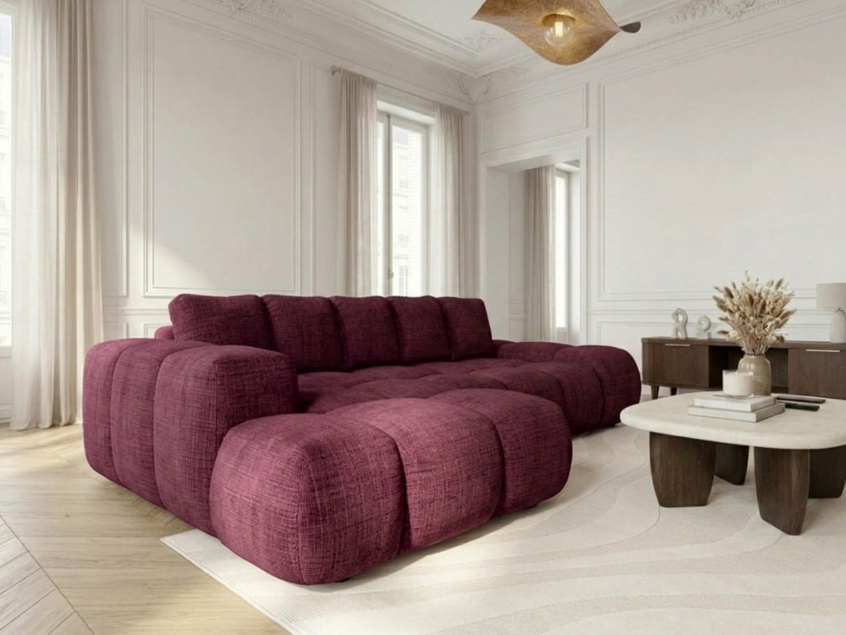 Canapé d'angle convertible SAMBA tissu texturé