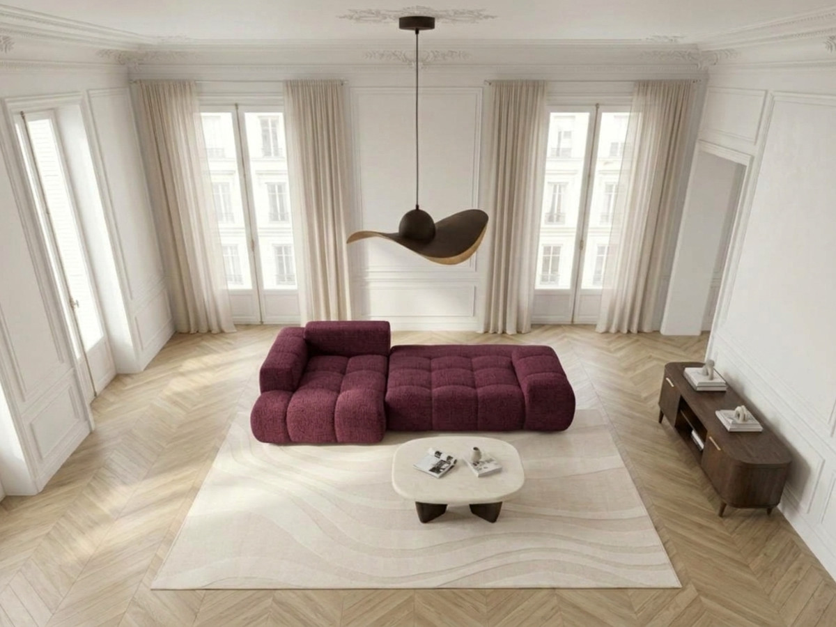Canapé d'angle convertible SAMBA tissu texturé