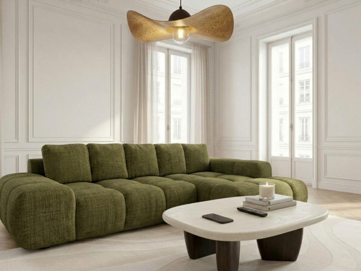 Canapé d'angle convertible SAMBA tissu texturé
