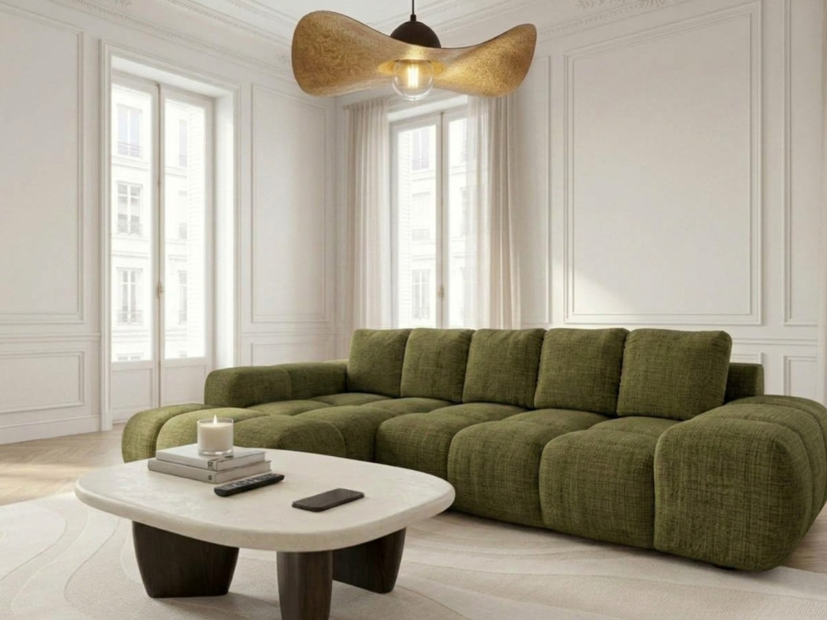 Canapé d'angle convertible SAMBA tissu texturé