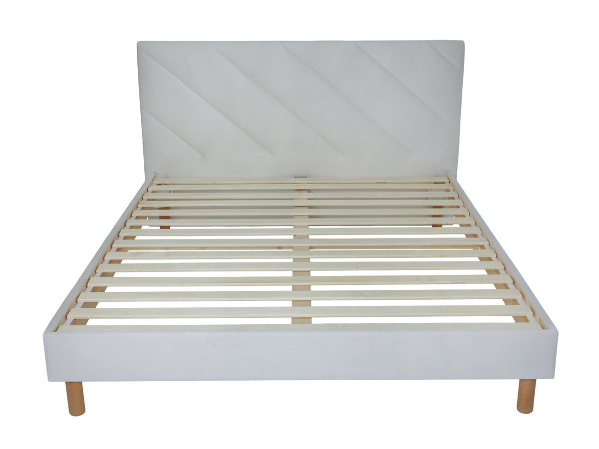 Lit HELENA tissu velours lisse avec lattes massives
