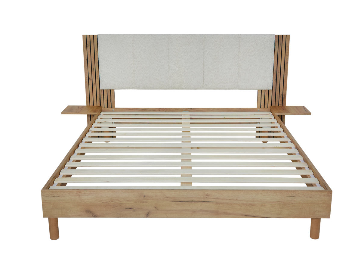 Lit ISYA tissu bouclette avec lattes massives
