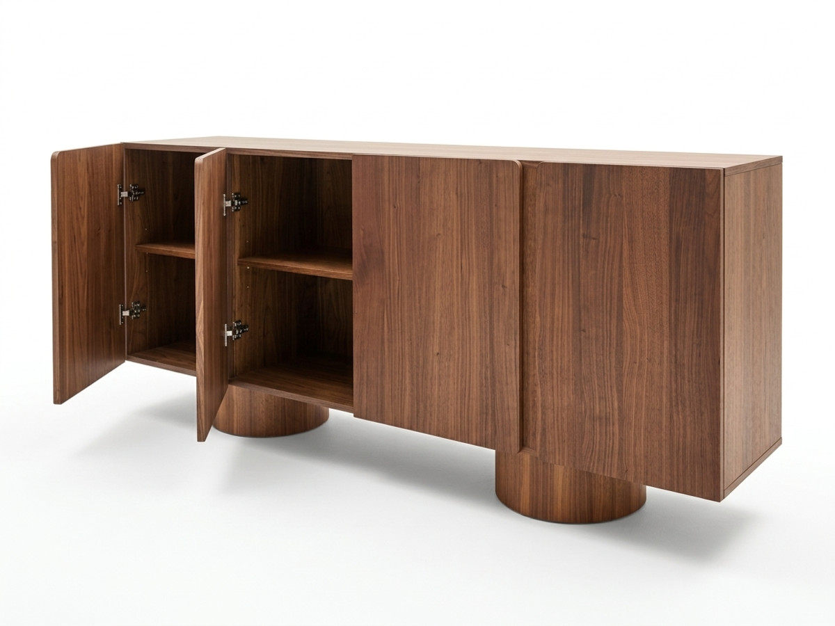 Buffet 4 portes 180 cm BOURBON placage noyer massif