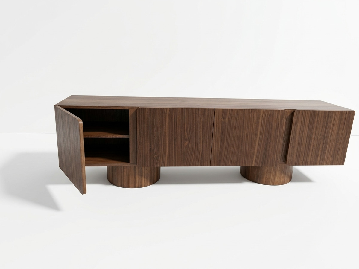 Meuble TV 4 portes 174 cm BOURBON placage noyer massif