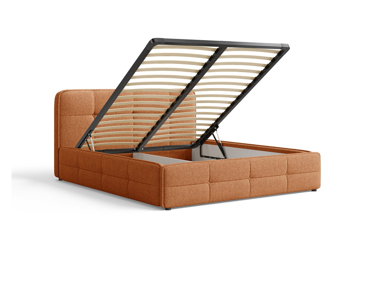lit coffre bas perceval tissu chiné de couleur orange