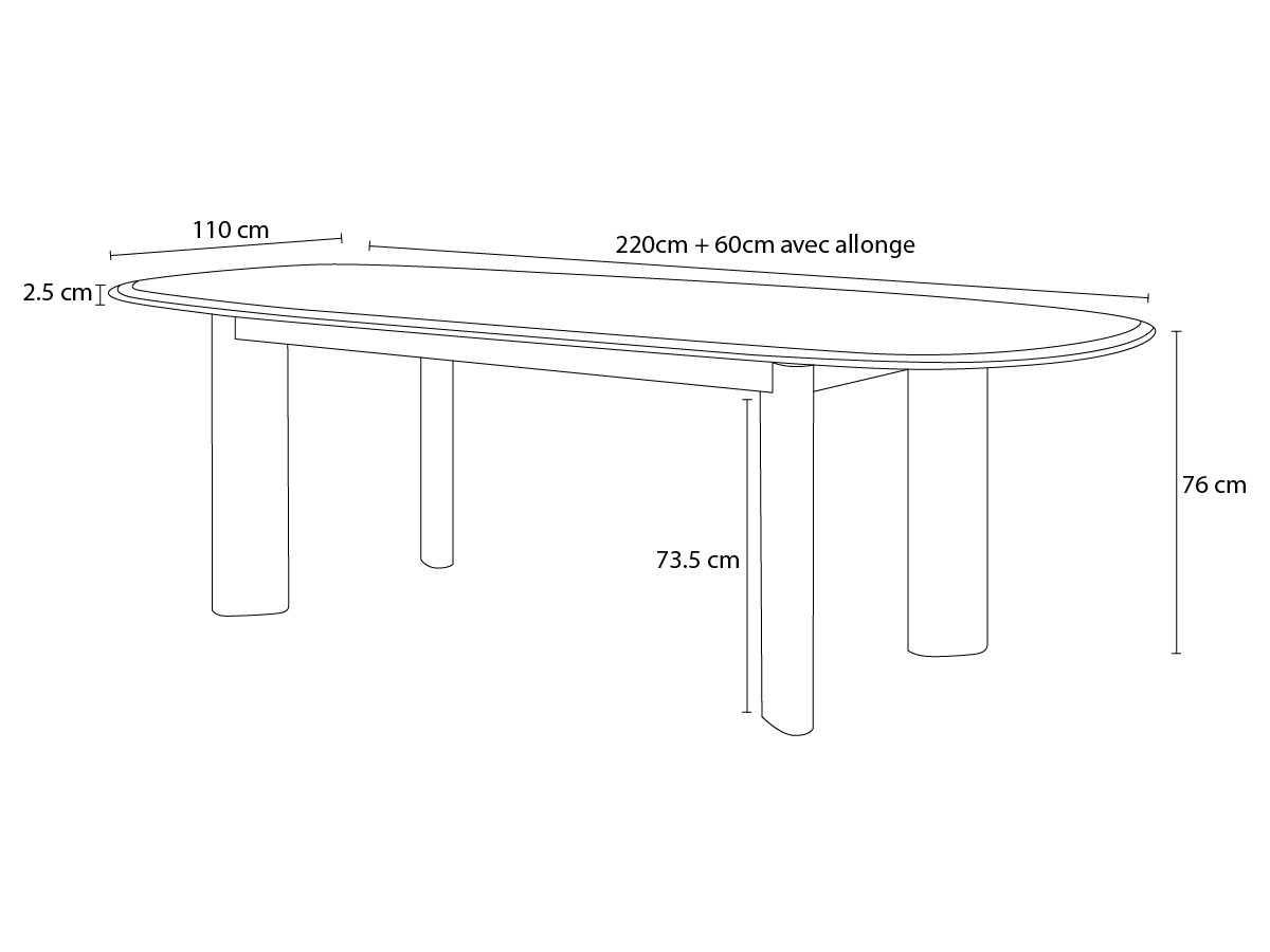 GRACE set met verlengbare eettafel 220 tot 280 cm + sets van DAUPHINE stoelen