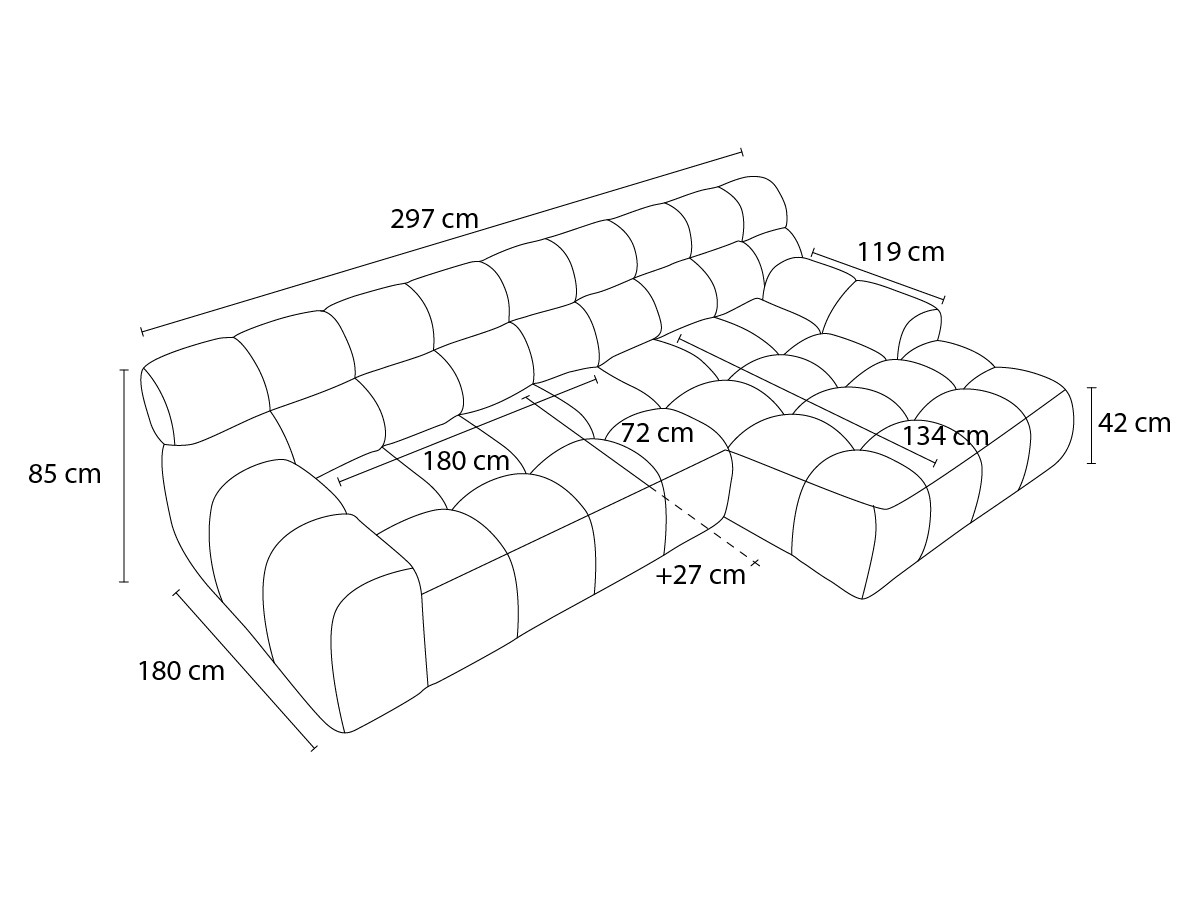 Canapé d'angle convertible avance-recule électrique ANDRE tissu texturé