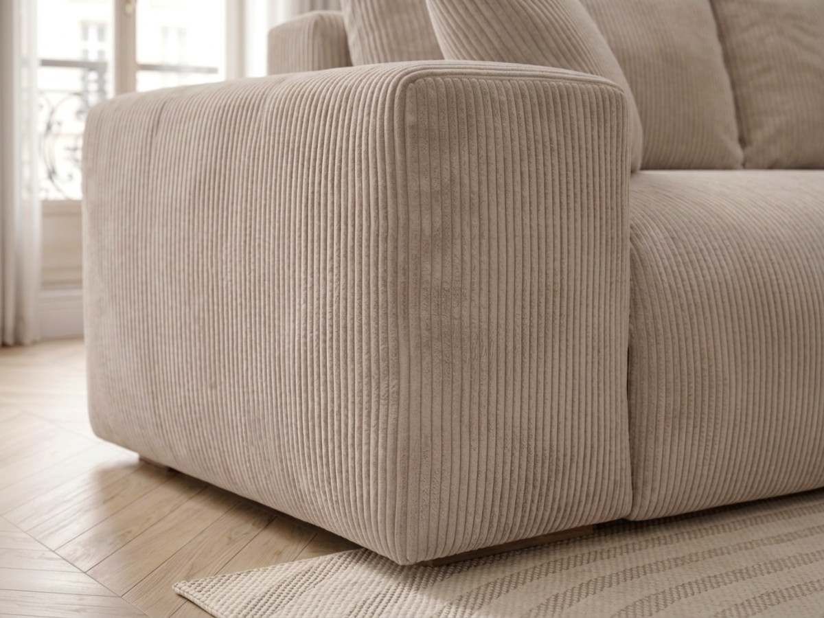 Canapé droit convertible ouverture express VOLTAIRE tissu velours côtelé