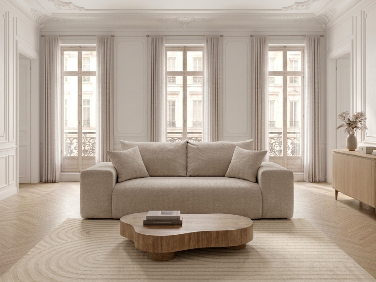 Canapé droit convertible ouverture express VOLTAIRE tissu velours côtelé