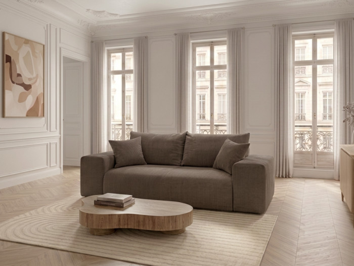 Canapé droit convertible ouverture express VOLTAIRE tissu velours côtelé