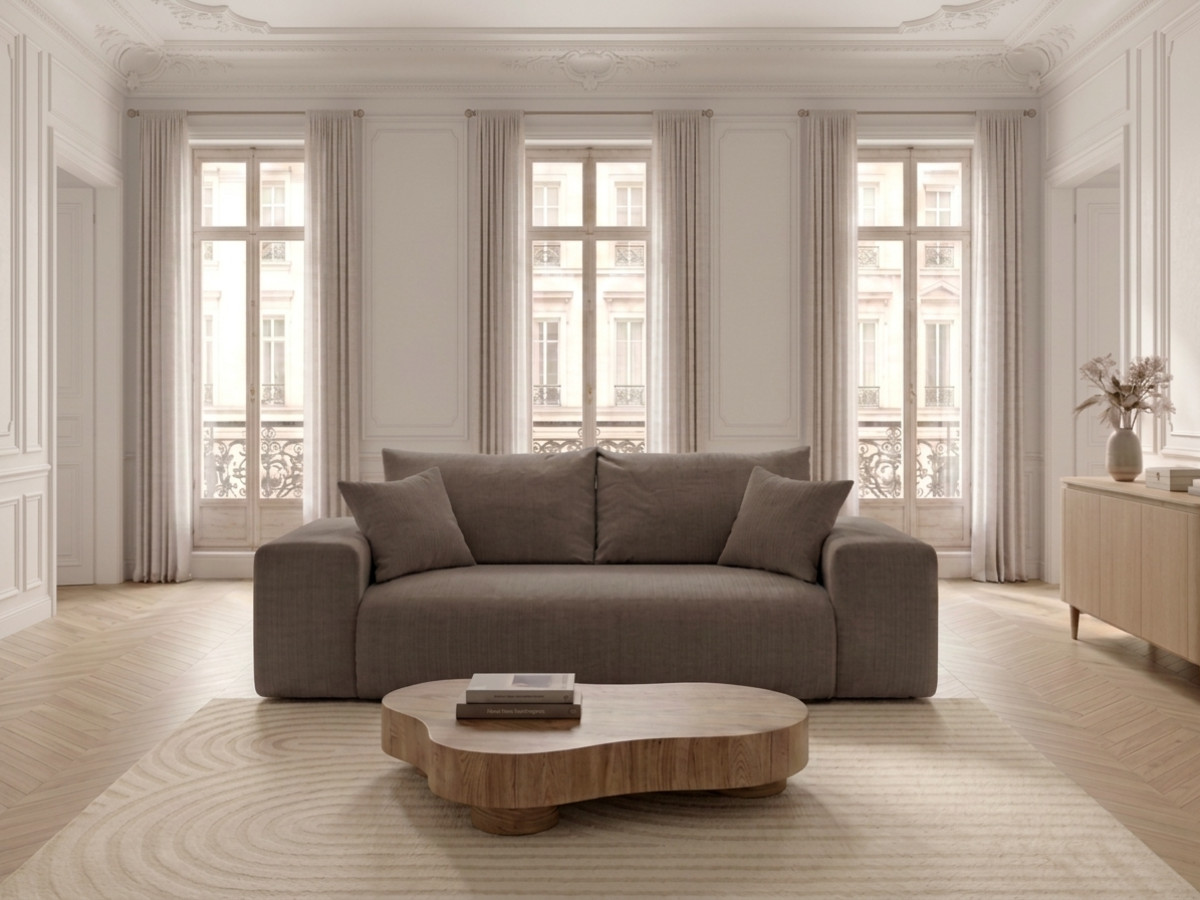 Canapé droit convertible ouverture express VOLTAIRE tissu velours côtelé