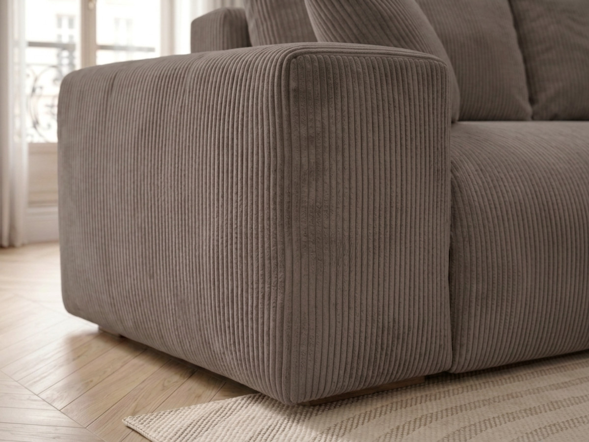 Canapé droit convertible ouverture express VOLTAIRE tissu velours côtelé