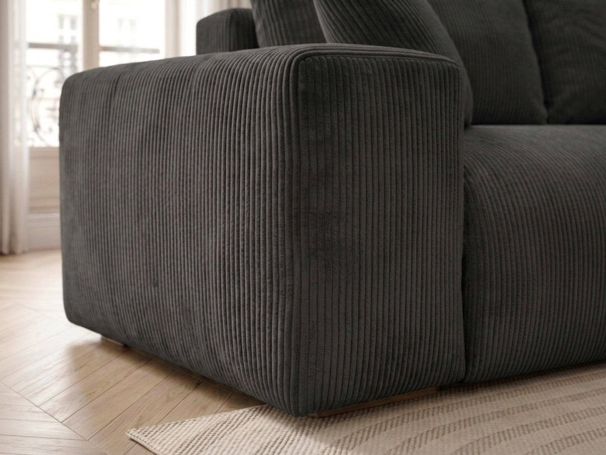 Canapé droit convertible ouverture express VOLTAIRE tissu velours côtelé
