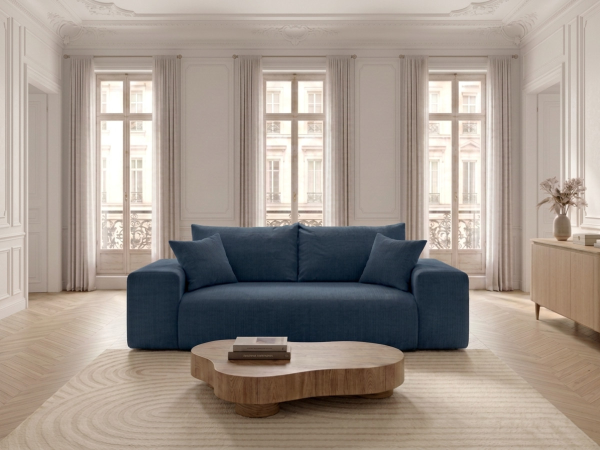 Canapé droit convertible ouverture express VOLTAIRE tissu velours côtelé