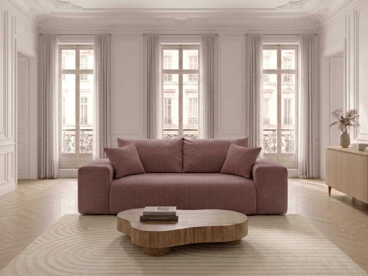 Canapé droit convertible ouverture express VOLTAIRE tissu velours côtelé