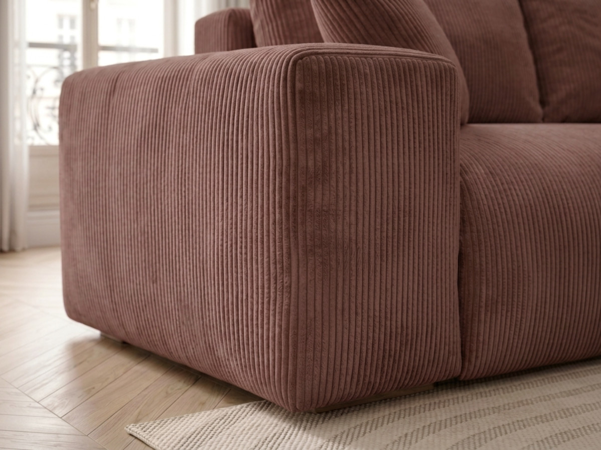 Canapé droit convertible ouverture express VOLTAIRE tissu velours côtelé