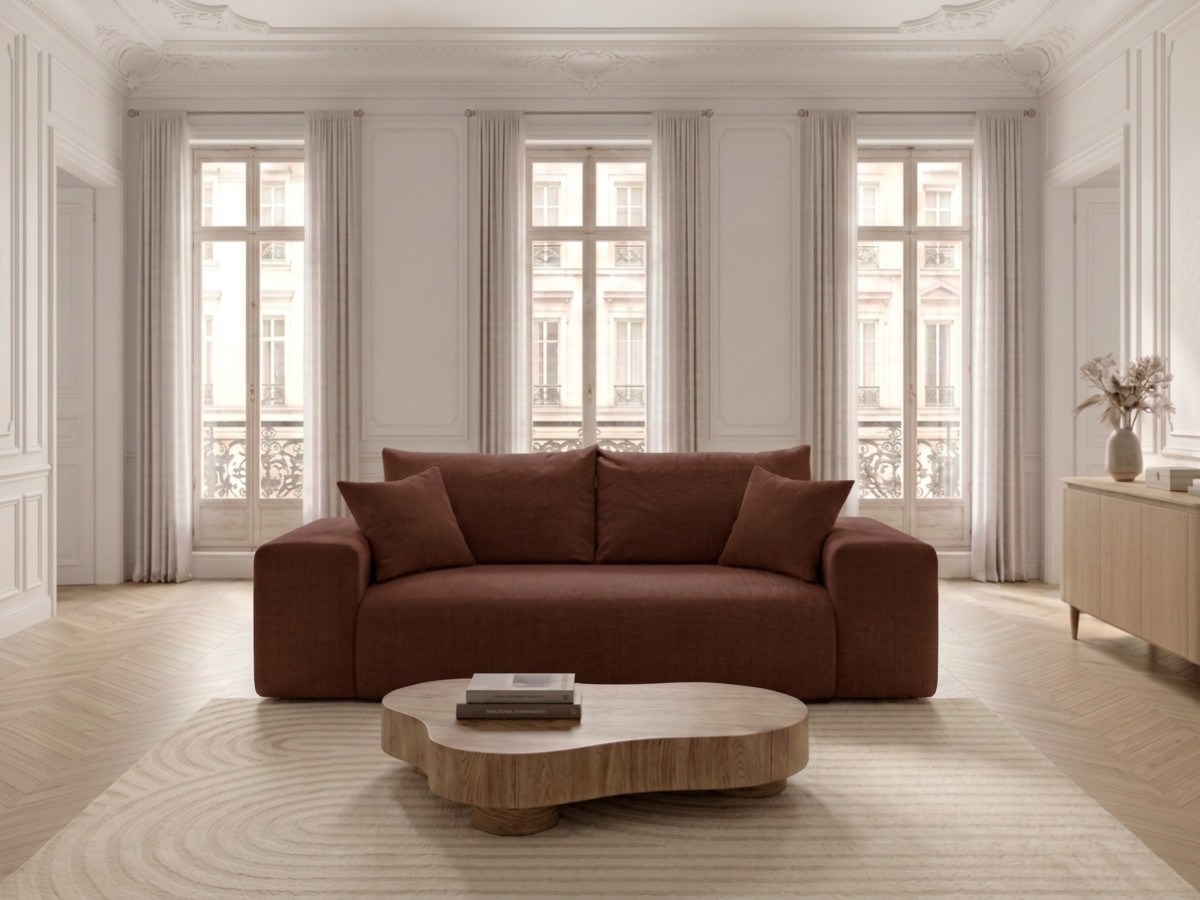 Canapé droit convertible ouverture express VOLTAIRE tissu velours côtelé