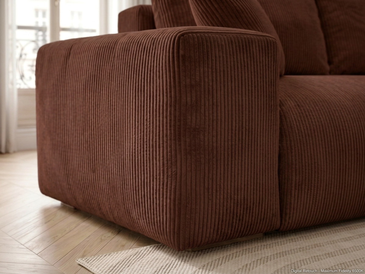 Canapé droit convertible ouverture express VOLTAIRE tissu velours côtelé