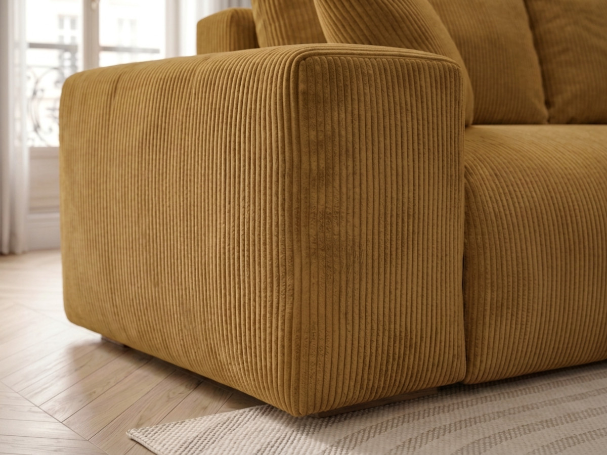 Canapé droit convertible ouverture express VOLTAIRE tissu velours côtelé