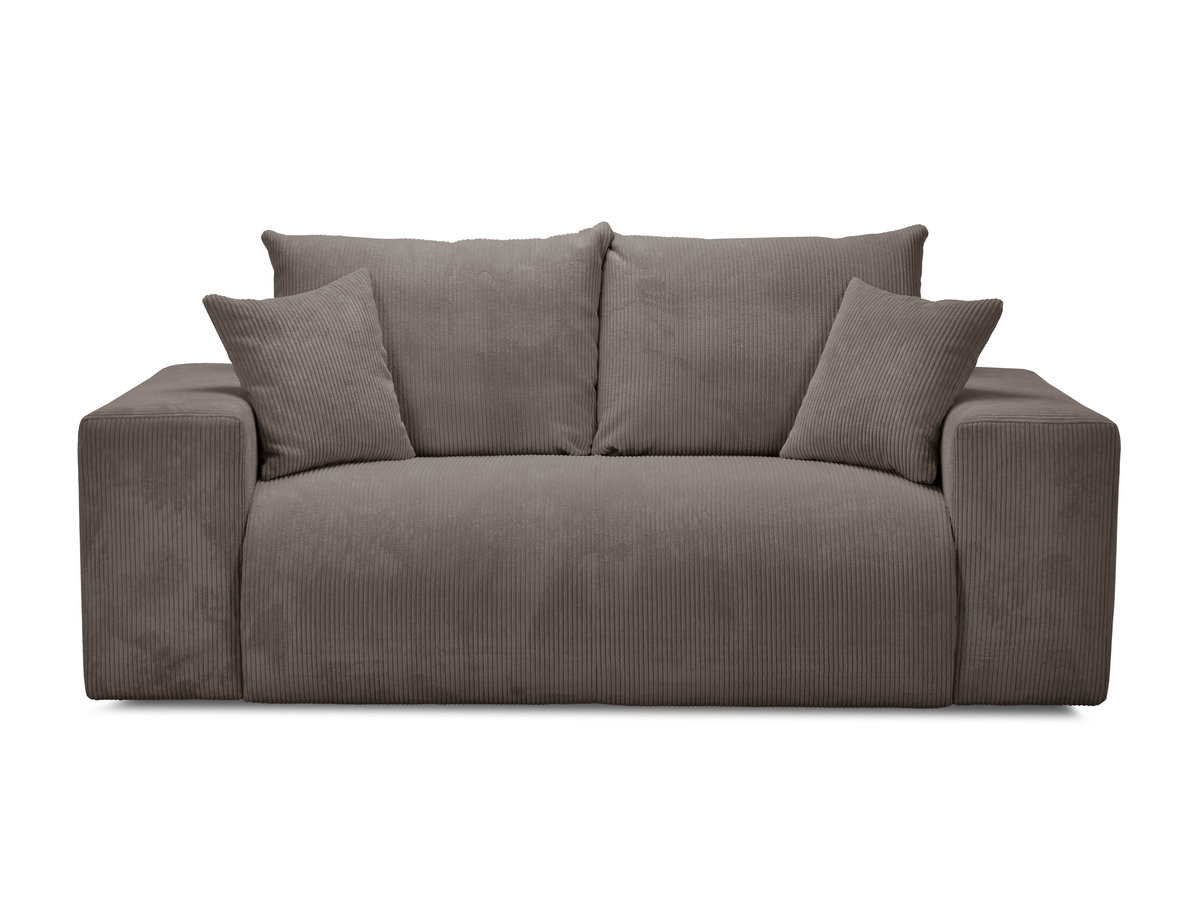 canapé droit convertible ouverture express voltaire tissu velours côtelé de couleur marron