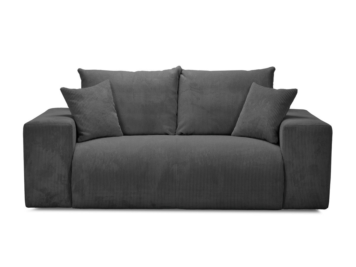 canapé droit convertible ouverture express voltaire tissu velours côtelé de couleur gris foncé